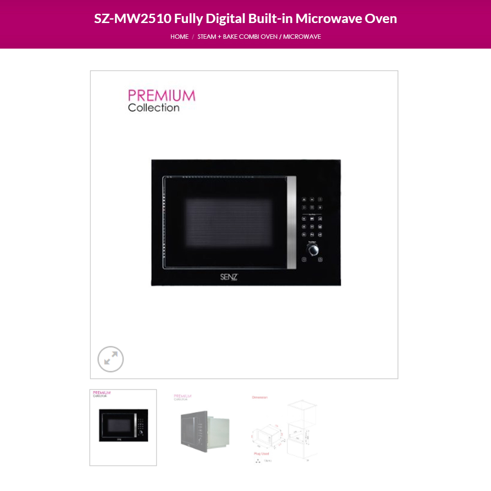 SENZ 25L Fully Digital Build-in Microwave Oven | SZ-MW2510 | 24 hour digital time display | Child Safety Lock | Disinfection Mode | Combination Cooking