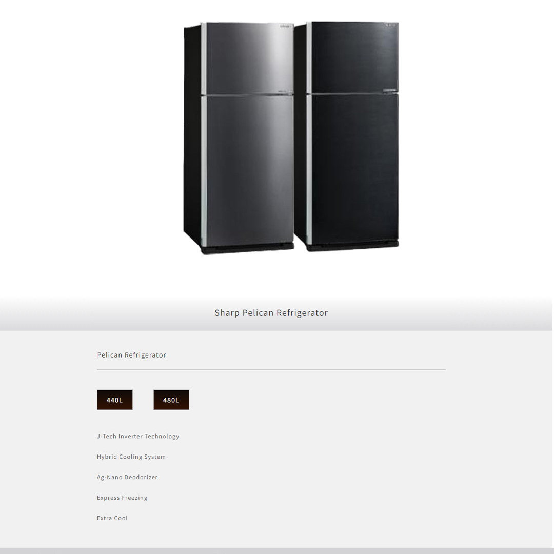 SHARP 440L/480L 2 Doors Top Mount Pelican J-Tech Inverter Refrigerator | Extra Cool | Express Freezing | Door Alarm | Refrigerator with 1 Year Warranty