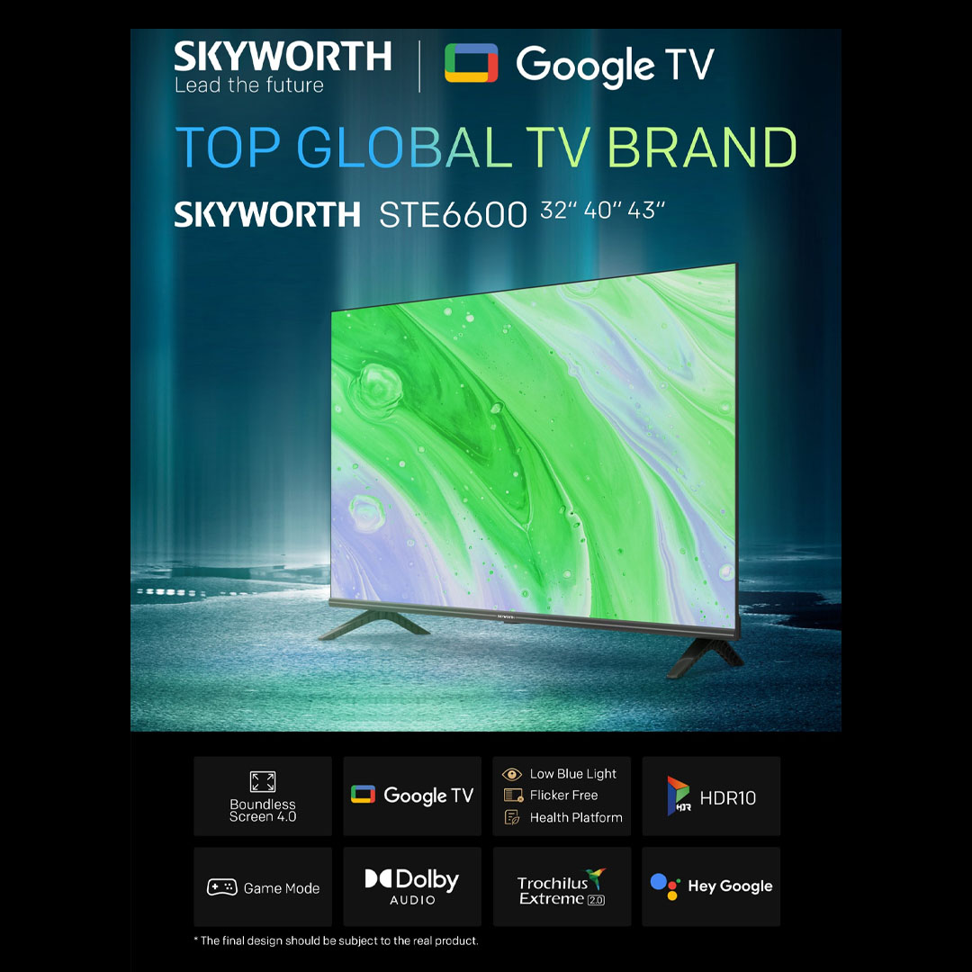 SKYWORTH 40" / SKYWORTH 43" FHD Google LED TV 40STE6600 / 43STE6600 | Digital DVB-T2 TV | Chromecast | Google Assistant | HDR10 | Game Mode | HLR | LED TV with 2 Year Warranty