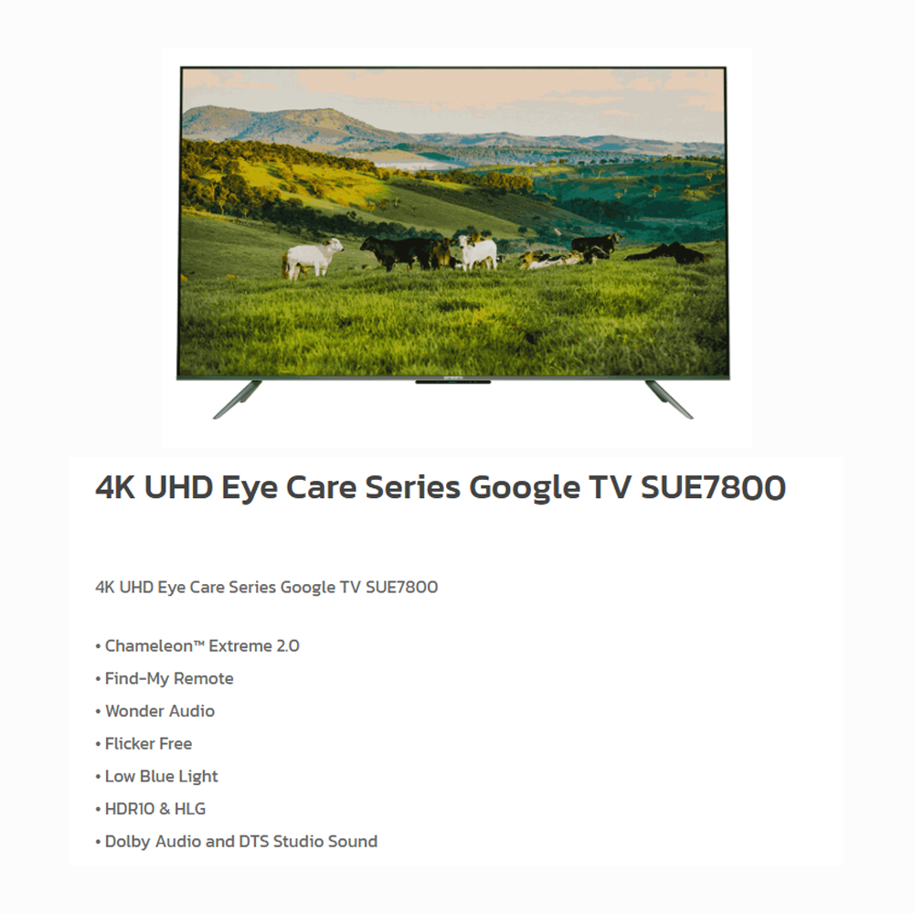 SKYWORTH 43"/50"/55"/60"/65"/75" 43SUE7800/50SUE7800/55SUE7800/60SUE7800/65SUE7800/75SUE7800  4K UHD Eye Care Series Google TV | HDR10 & HLG