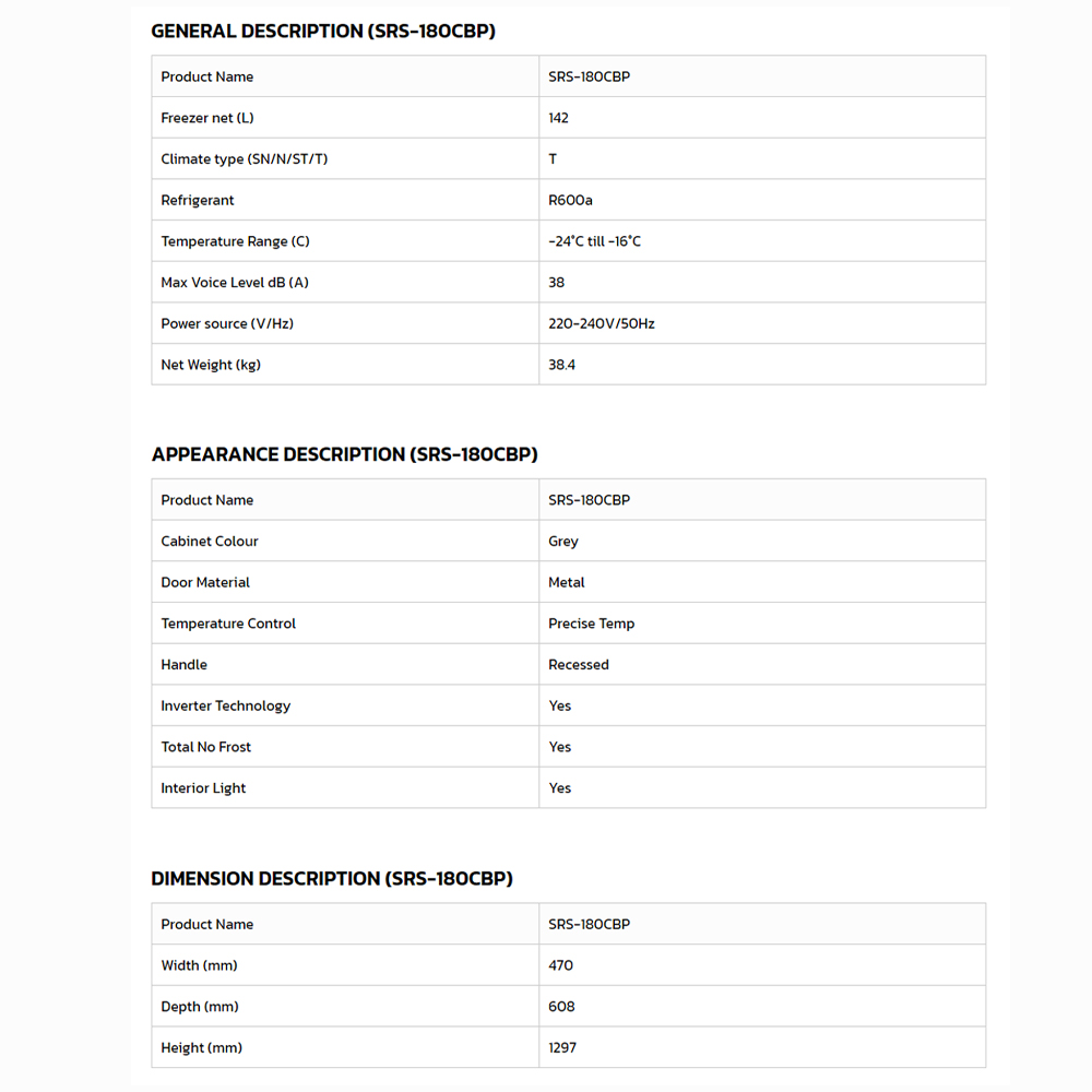 SKYWORTH 180L Upright Freezer SRS-180CBP | Inverter Technology | Total No Frost | Fast Freeze