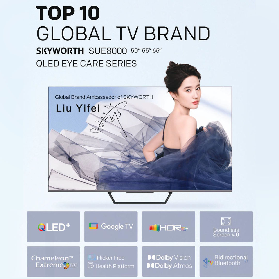 SKYWORTH 50" / 55" /65" 4K UHD QLED Google TV 50SUE8000 / 55SUE8000 / 65SUE8000 | HDR 10+ | Chameleon Extreme | Dolby Vision | Dolby Atmos | Google TV with 2 Year Warranty