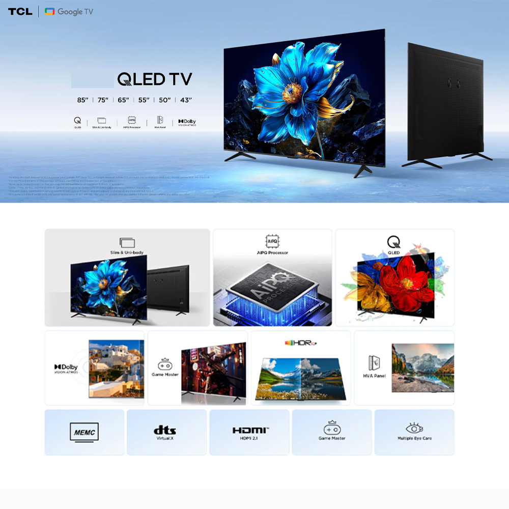 [2025 New Model] TCL 55"/65"/75" 4K HDR QLED Google TV | G90K-IU | HVA Screen | AiPQ Processor | Dolby Atmos