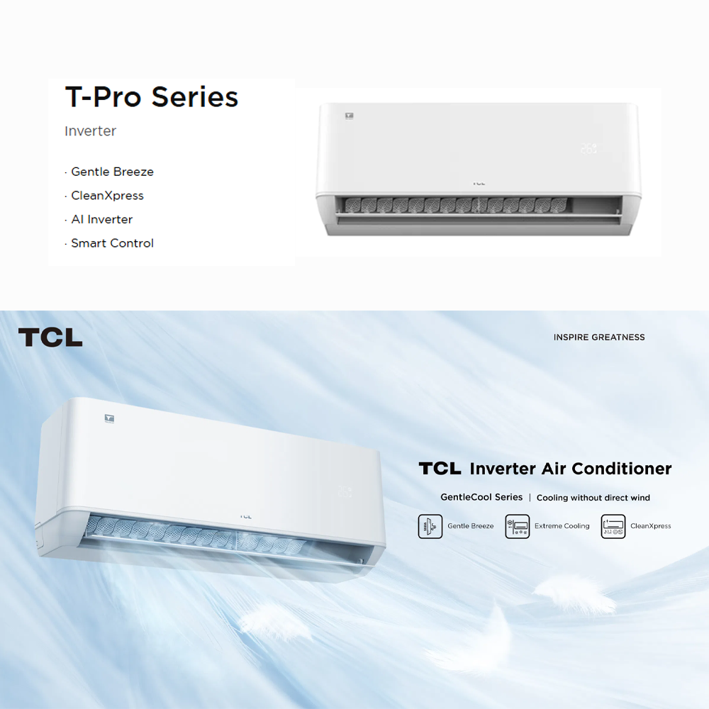 TCL GentleCool T-Pro Series Inverter Air Conditioner TAC-09CSD/ TAC-12CSD/ TAC-18CSD/ TAC-24CSD (TPG21I) | Gentle Breeze | CleanXpress