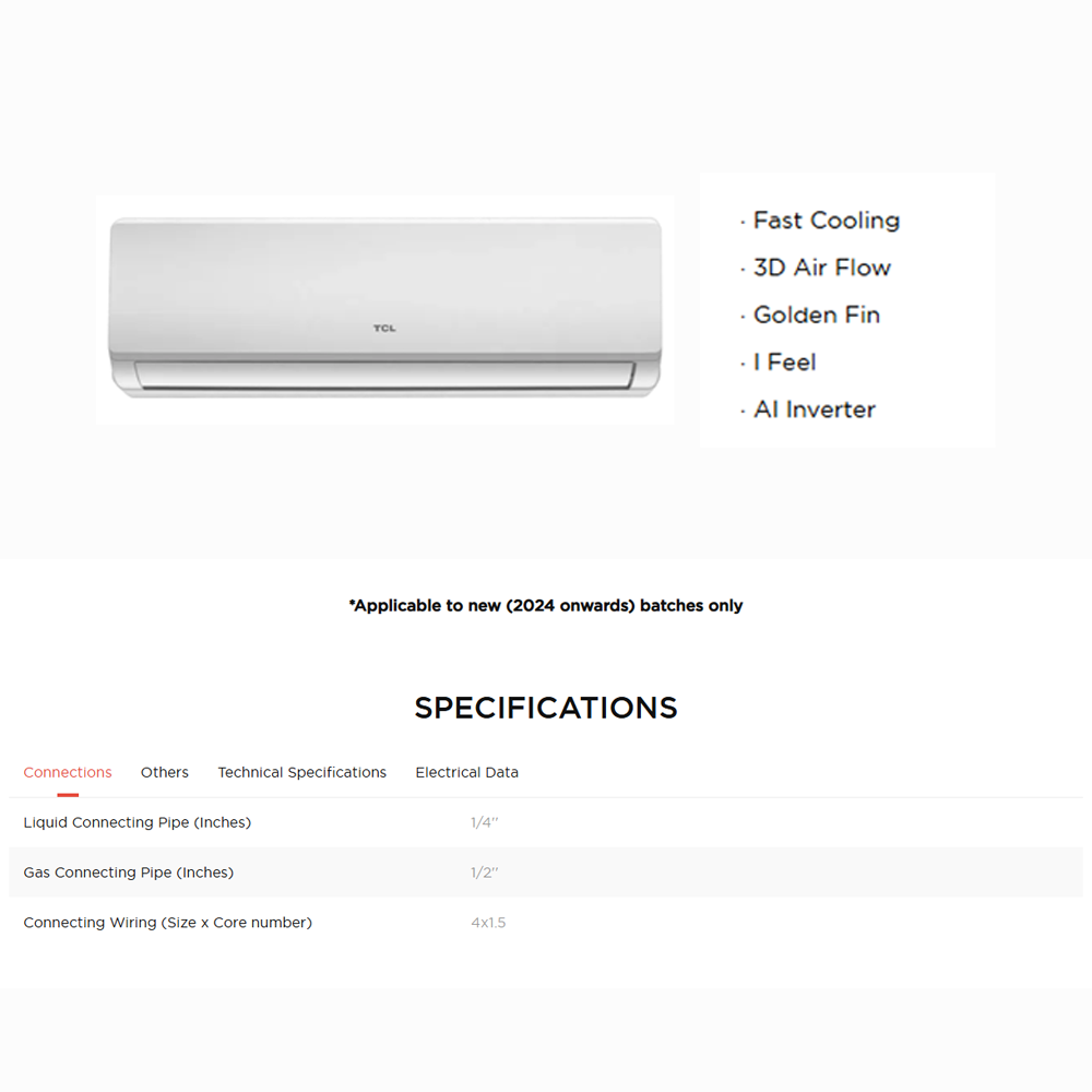 TCL 1HP/1.5HP/2HP New Elite Series Inverter Air Conditioner TAC-09CSD/TAC-12CSD/TAC-18CSD (XA82I) | Fast Cooling | Golden Fin