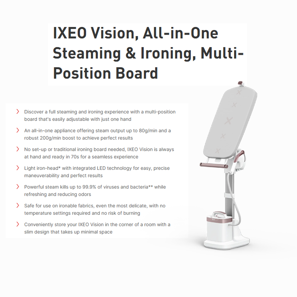 Tefal 2200W IXEO Vision All-In-One Solution Garment Steamer QT18 | Steam output up to 80g/min | Fast heat-up | Smart Auto Off