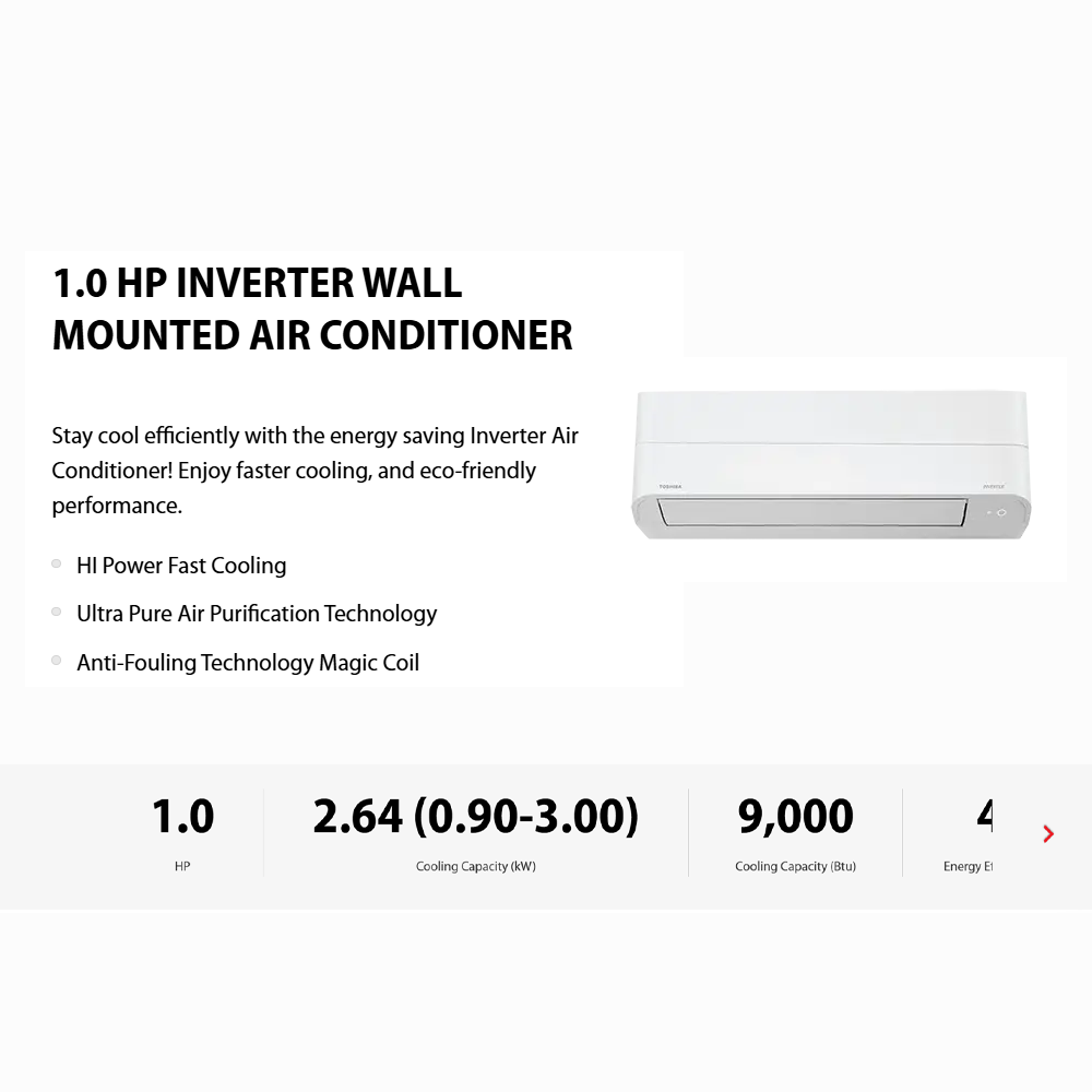 TOSHIBA 1/1.5/2/2.5HPR32 Inverter Air Conditioner B2KCV2G-M | HI Power Fast Cooling | Ultra Pure Air Purification | Save Eco Power