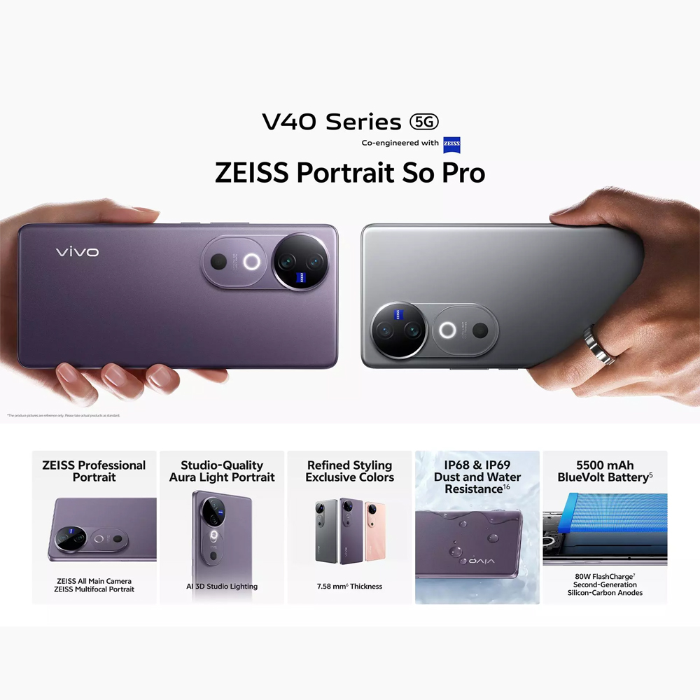 Vivo V40 5G 12GB+256GB | 50MP ZEISS All Main Camera |  Qualcomm Snapdragon Processor | 80W FlashCharge
