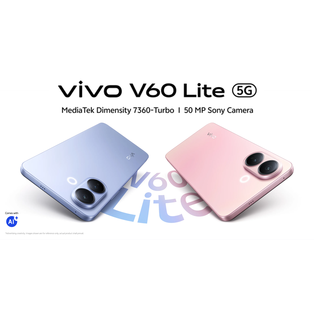 vivo V60 Lite 5G 8GB+256GB/ 12GB+512GB | 6.77 inches, AMOLED | 50MP Rear Camera | Mediatek Dimensity 7360 Turbo (4 nm) | Android 15, Funtouch 15 | 6500 mAh