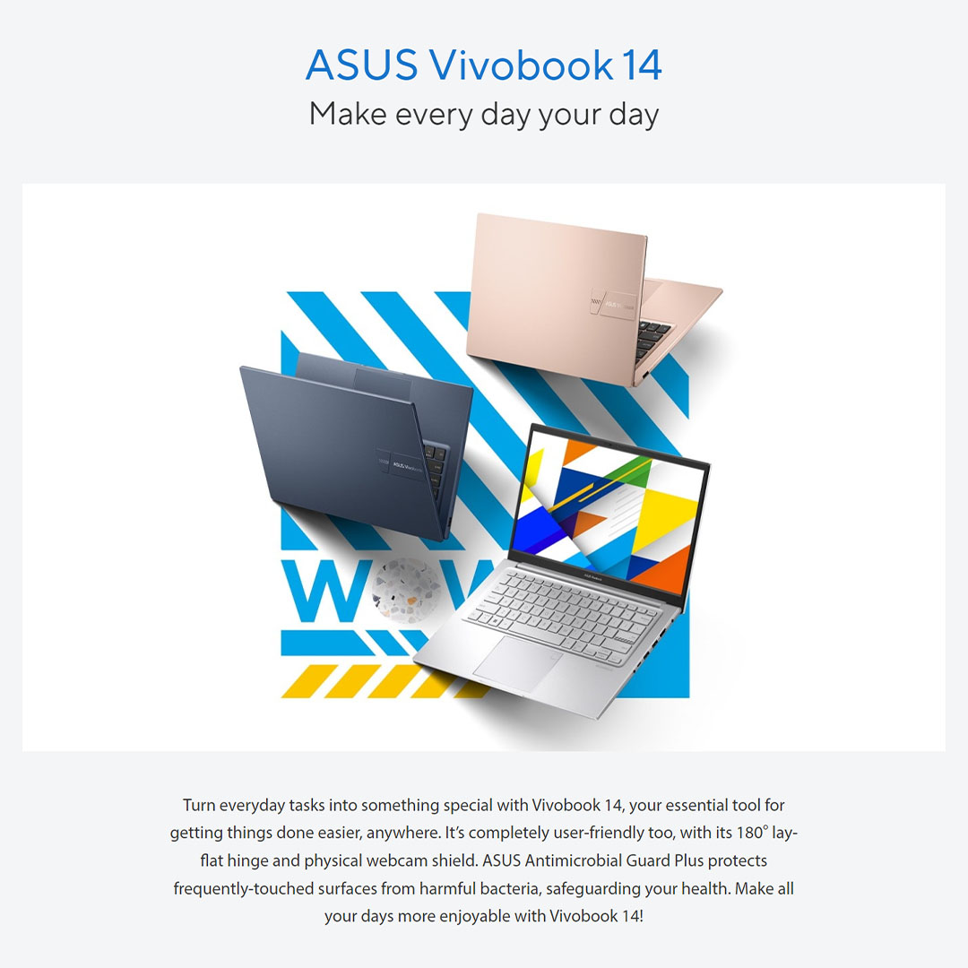 ASUS Vivobook 14-inch Intel Core i5-1335U | Intel UHD Graphics | 8GB+512GB 2021 | Windows 11 Home | Laptop with 2 Years Manufacturer Warranty