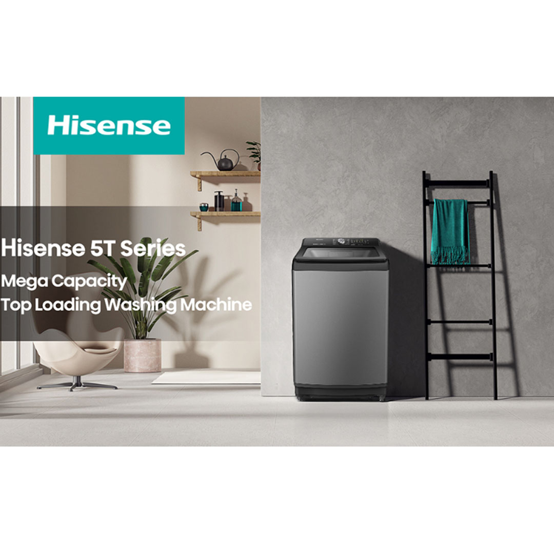 HISENSE 17KG Top Load Washing Machine with Direct Drive Inverter WT5T1715DT | Direct Drive Inverter | Mega Capacity | 3D Windmill Impeller | Connect Life App | Washing Machine with 2 Years Warranty