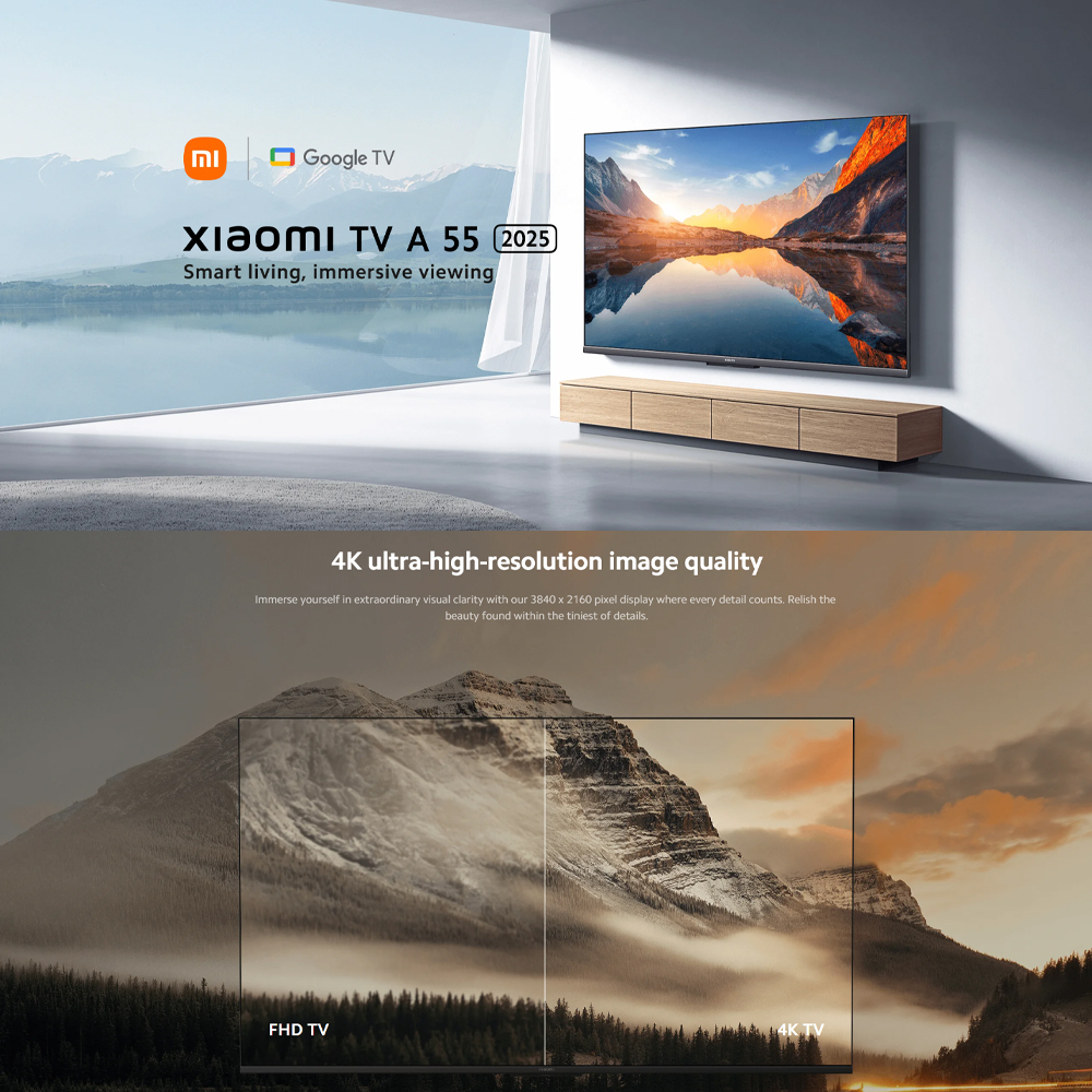 Xiaomi 55" 4K UHD Google TV TV A 55 2025 | 4K HDR | Dolby Audio™ | Ultra slim-bezel design | Google TV
