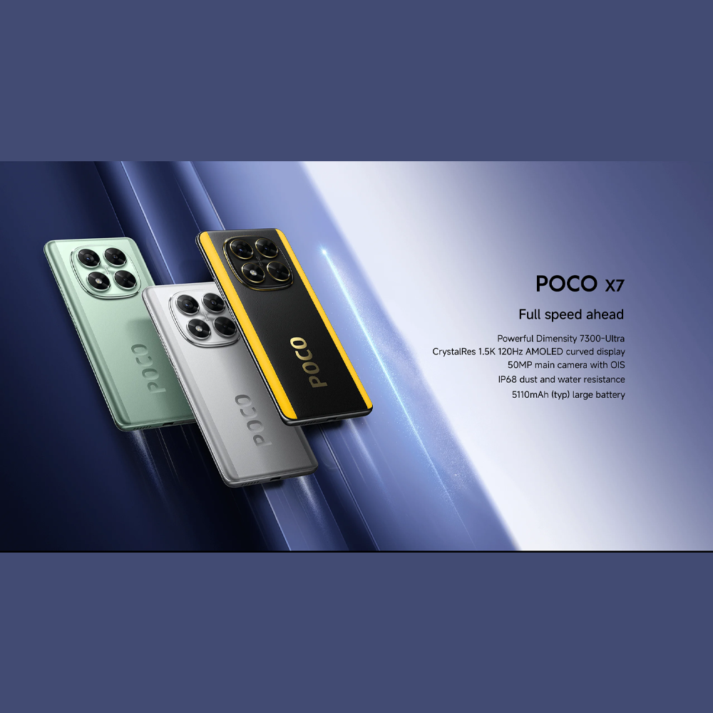 Xiaomi POCO X7 | 6.67 inches, AMOLED | 50MP Main Camera | Mediatek Dimensity 7300 Ultra (4 nm) | Li-Po 5110 mAh