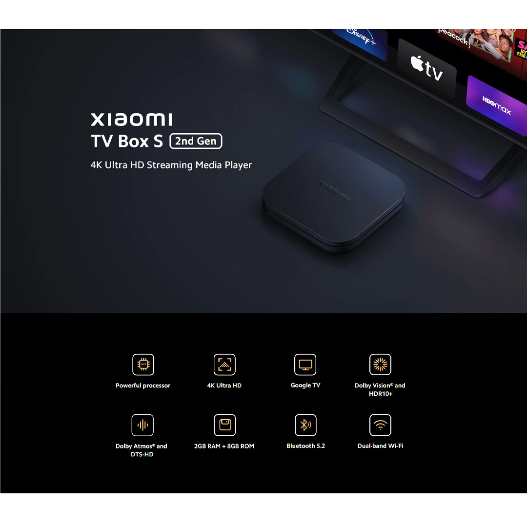 Xiaomi TV Box S (2nd Gen) | Powerful Processor | 4K Ultra HD | Bluetooth 5.2 | Google TV | Dual-band Wi-Fi | TV Box with 1 Year Warranty