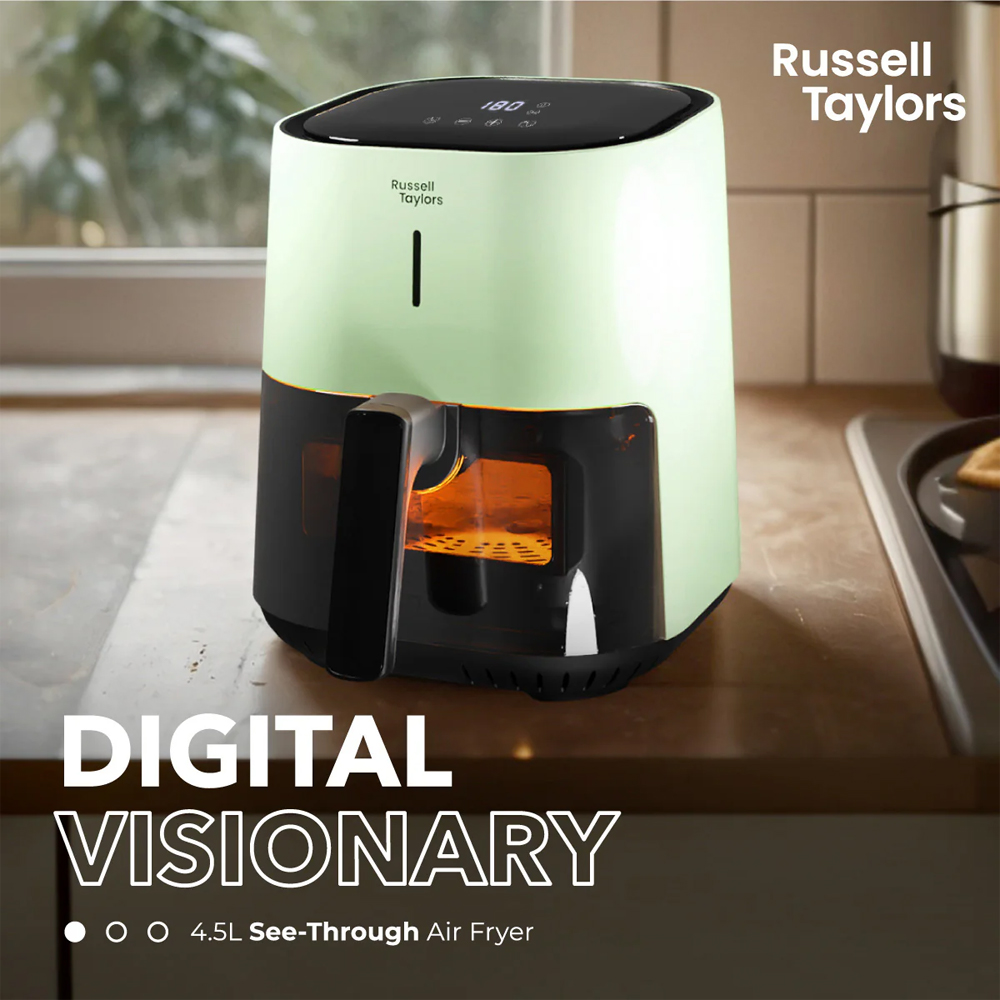 Russell Taylors 4.5L 3D Visionary Digital Air Fryer Z4 |  Function Controller  Digital | Plug 3 Pin Plug | Digital Visionary See-Through |  360° Rapid Air Circulation Technology | 2  Year General Warranty