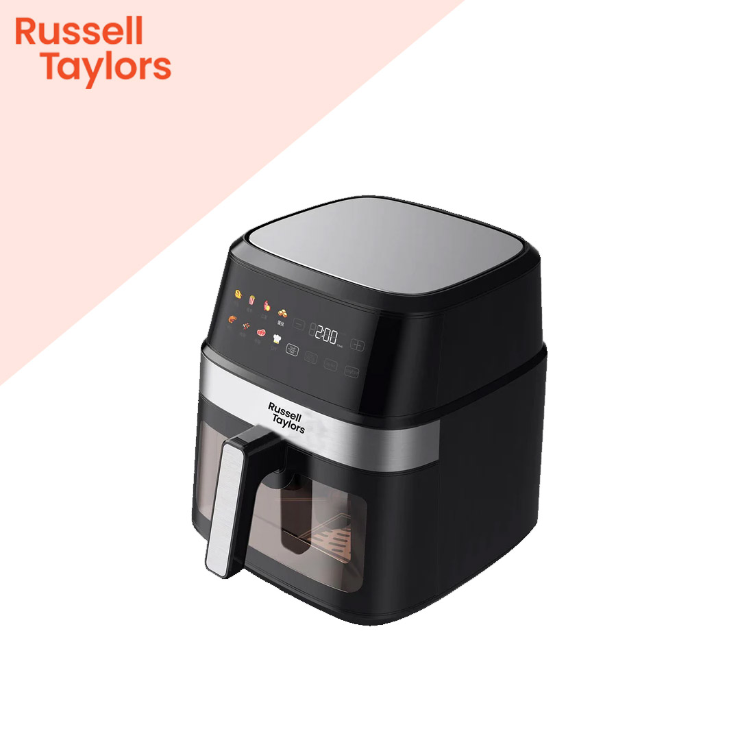 Russell Taylors 6.5L Visible Window Digital Air Fryer Z7 | Power Rating 1350 W | Crystal Clear Frying | Adjustable Timer & Temperature | Air Fryer with 2 Year Warranty