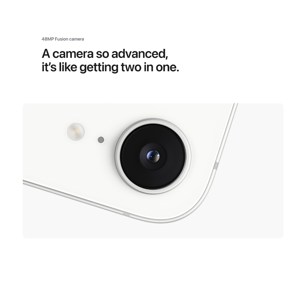 Apple iPhone 16e | 6.1″ , Super Retina XDR display | 48MP Main Camera | A18 chip with 4‑core GPU | Smartphone with 1 Year Warranty