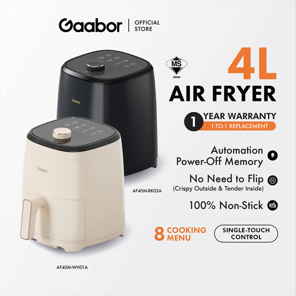 Gaabor 4L Air Fryer Parameters AF40M-BK03A | 360° Circulating Hot Air | One-Turn Timing | Easy to Clean | 1  Year General Warranty
