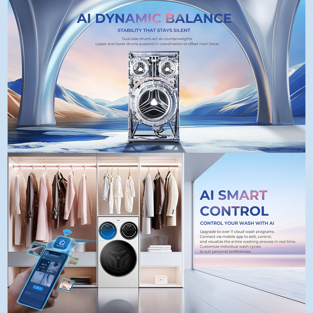 HAIER 12KG Multiwash 3-Drum DD Inverter Front Load Washing Machine HW140-BD14697WU1 |Direct Drive Inverter| Wifi Compatible