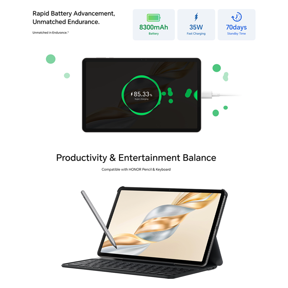 HONOR Pad X9a LTE 8GB+8GB+256GB / Wi-Fi 8GB+8GB+128GB | 11.5 inch | 8MP Rear Camera | Qualcomm SM6225 Snapdragon 685 (6 nm) | Li-Po 8300 mAh, 35W wired