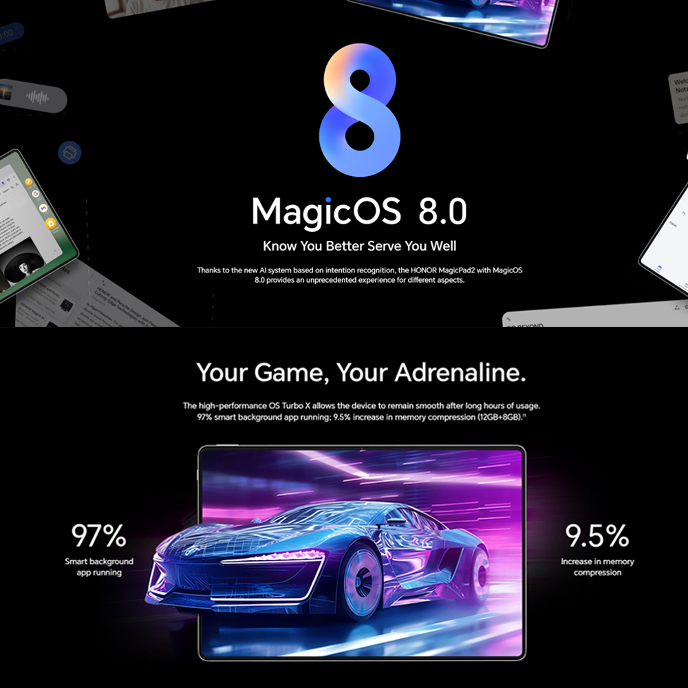 HONOR MagicPad2 12GB+256GB | 12.3 inch, OLED | MagicOS 8.0.1 (Android 14) | The Slimmer, The Stronger