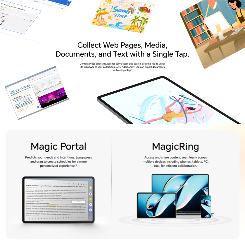 HONOR Pad 10 Wi-Fi 8GB+256GB | 8MP Main Camera | 12.1 inch | Qualcomm SM7550-AB Snapdragon 7 Gen 3 (4 nm) | Li-Po 10100mAh | Android 15, MagicOS 9