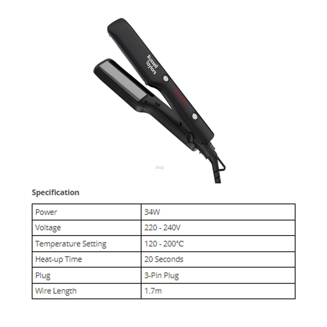 Russell Taylors 34W Ceramic Coating Hair Straightener with Steam Infusion HS2 | 20ml Water Tank | Cutting Edge Features | Hair Straightener with 2 Year Warranty