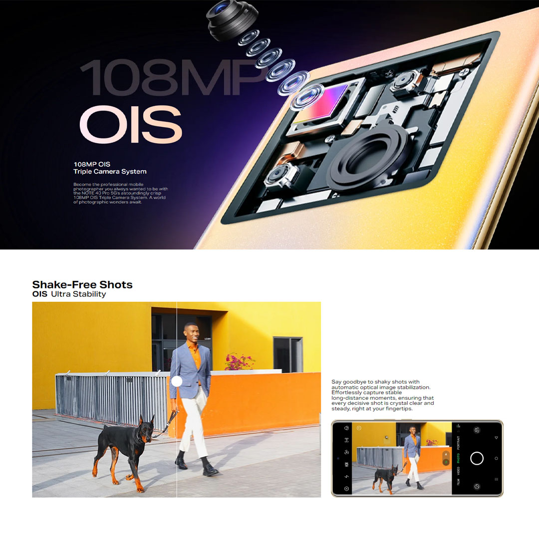 Infinix Note 40 PRO 8GB+256GB | 5000mAh | 45W | Android 14 | XOS 14 | 6.78 inches + AMOLED | Mediatek Dimensity 7020 (6 nm) | Smartphone with 1 Year Warranty