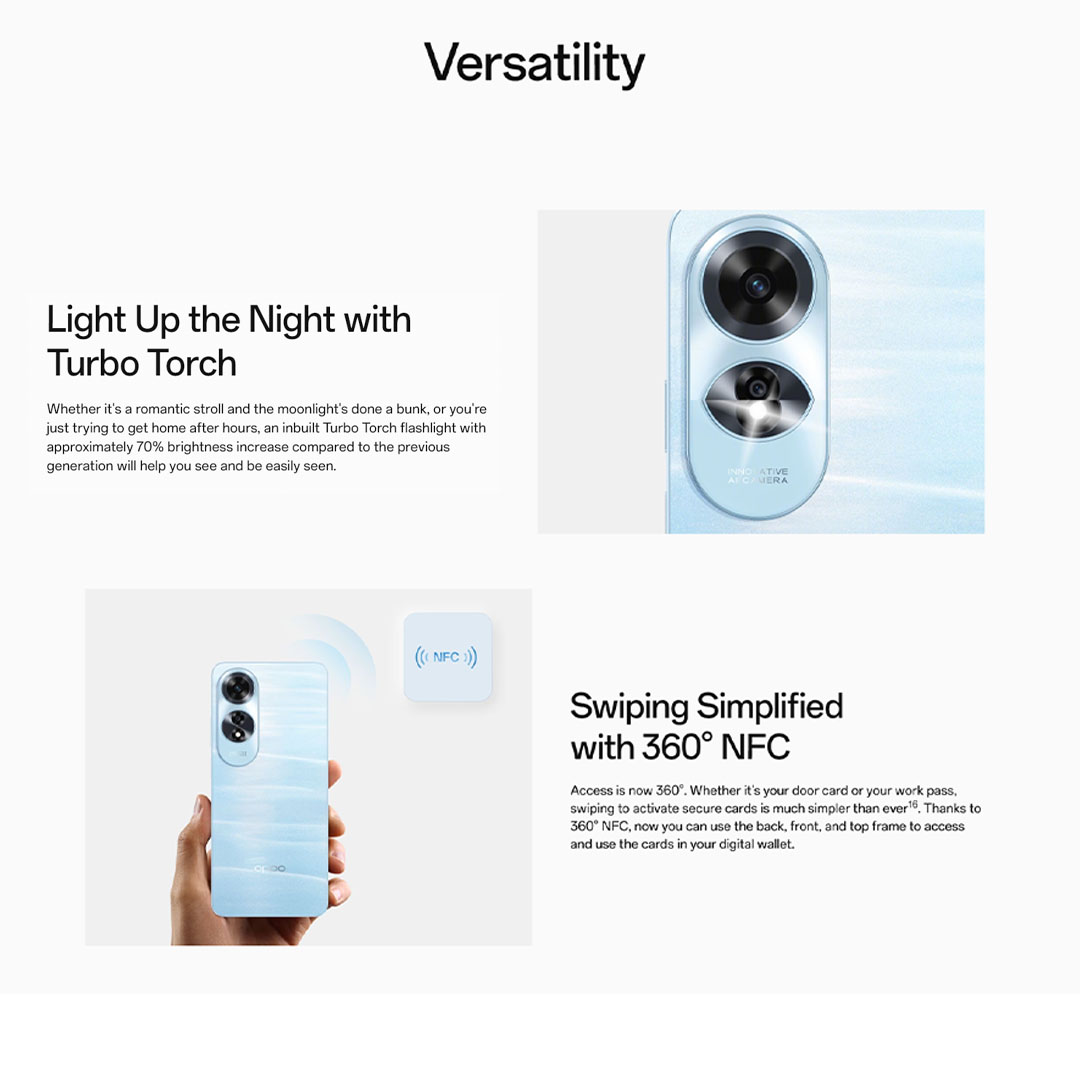 OPPO A60 (8GB+8GB+128GB / 8GB+8GB+256GB) | 5000mAh | 45W wired | 6.67-inch | 90Hz, LCD | Qualcomm Snapdragon 680 SoC | Smartphones with 1 Year Warranty