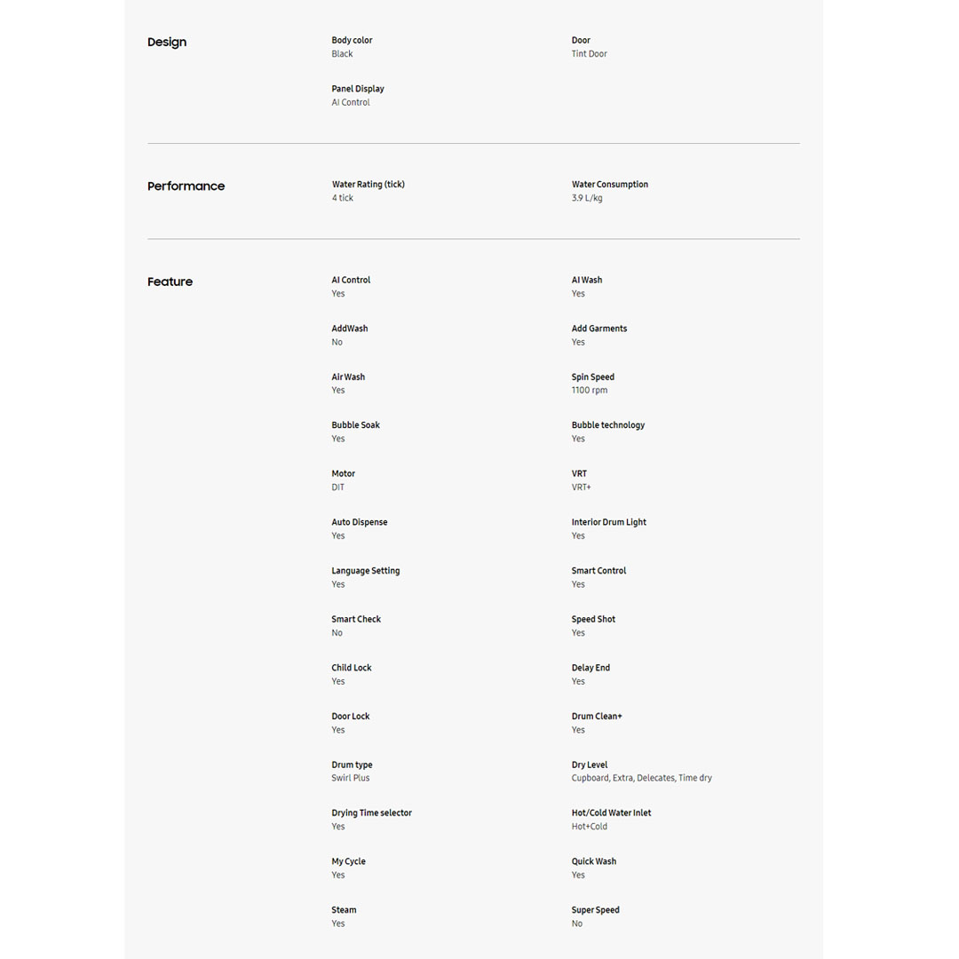 SAMSUNG 21KG/12KG Digital Inverter Front Load Washer Dryer with AI Ecobubble WD21T6500GV/SP | VRT+ | Air Wash | AI Control | Bubble Soak | Smart Control | Child Lock | Door Lock | Quick Wash | Steam | Auto Dispense | Washing Machine with 1 Year Warranty