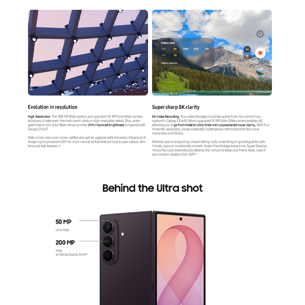 SAMSUNG Galaxy Z Fold8 Ultra 12GB+256GB / 12GB+512GB / 16GB+1TB | Snapdragon® 8 Elite Gen 5 | 5000 mAh | Galaxy AI |2504 x 2256 QXGA+ Dynamic AMOLED 2X