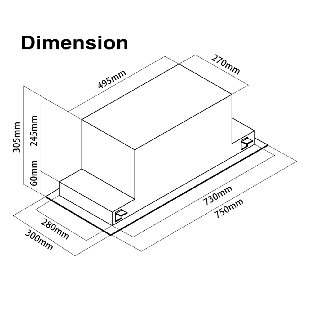SENZ 1200m3/h Invisible Cooker Hood SZ-CH1288RC | 3 speeds power | Twin Carbon Filters | LED lights