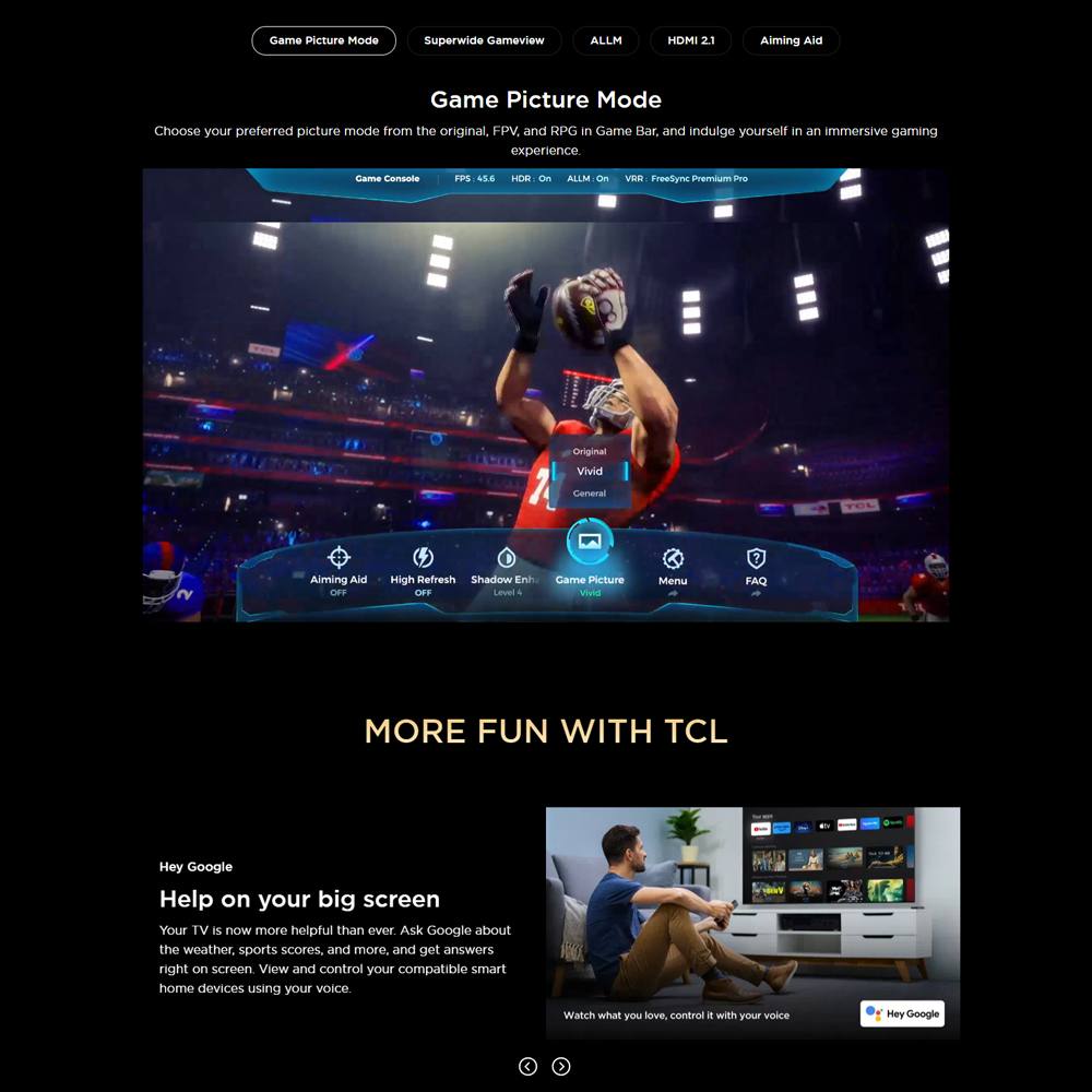 TCL 50" 55" 65" 75" 85" 98" C655 4K UHD QLED Google TV 50C655 55C655 65C655 75C655 85C655 98C655