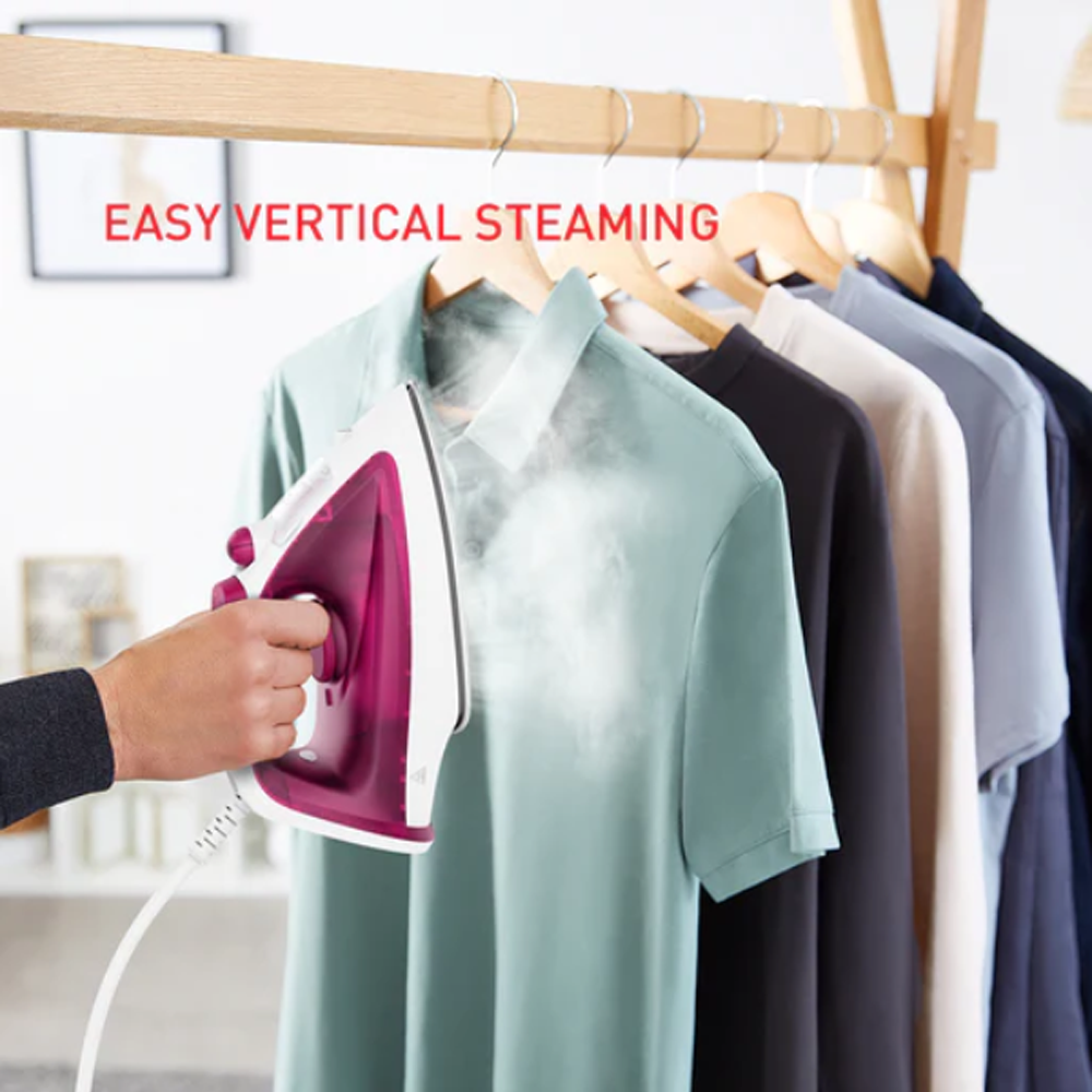 Tefal 1200W Essential Steam Iron FV1053M0 |  Continuous Steam Output : 15 Gram/Min | Steam boost : 80 Gram/Min | Vertical Steam : Yes | Spray : Yes