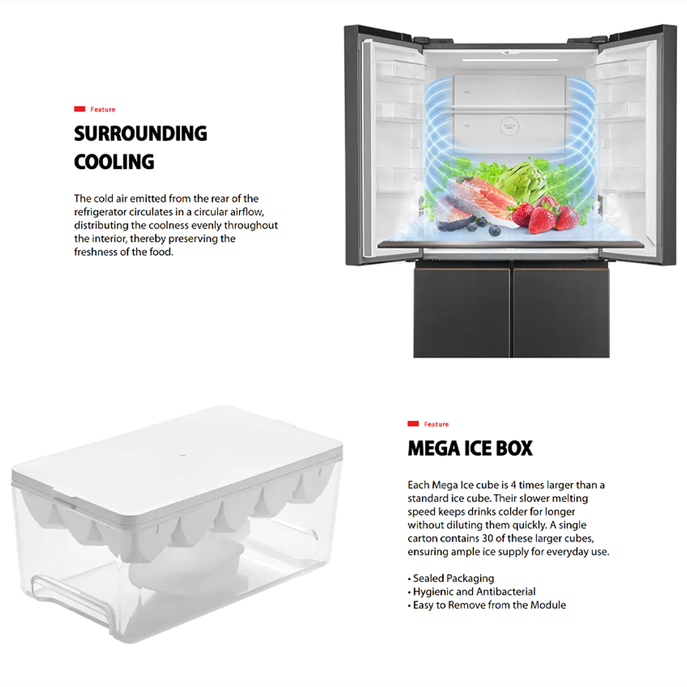 TOSHIBA 530L Multi Doors Origin Inverter IoT Refrigerator GR-RF531WI-PMY(60E) | Smart Control | PUREBIO- Ag+ ion | Smart Sensor