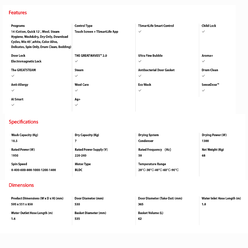 TOSHIBA 10.5KG/7KG Aroma+ SENSEDOSE AI Smart Front Load Washer Dryer TWD-T25BZU115MWM(MG) | THE GREATWAVES™ | Aroma+