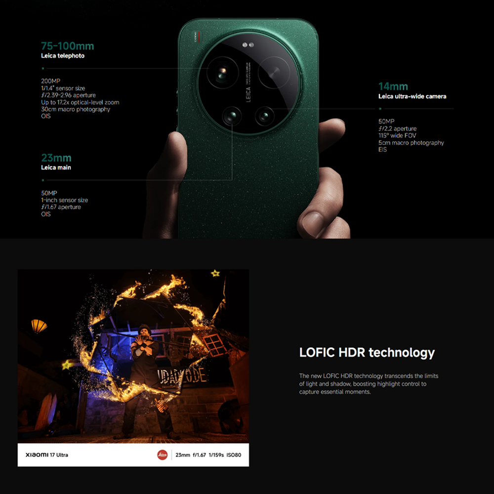 Xiaomi 17 Ultra 16GB+512GB/16GB+1TB | 6.9", LTPO AMOLED | 50MP Rear Camera | Qualcomm SM8850-AC Snapdragon 8 Elite Gen 5 (3 nm) | Li-Po 6000mAh, Supports 90W fast charging