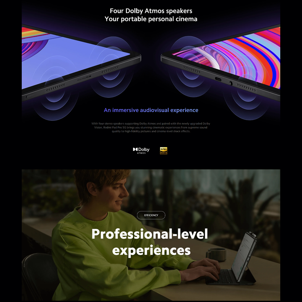 Xiaomi Redmi Pad Pro 5G | Snapdragon® 7s Gen 2 | 10000 mAh Battery | 120Hz 2.5K display | Quad speakers