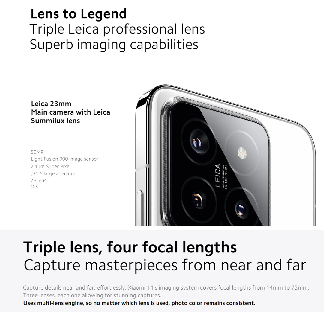 Xiaomi 14 12GB+512GB | Ultra-large Image Sensor | Supports Dolby Vision® Shooting | Leading Imagery | Compact Size | Smartphone with 1 Year Warranty