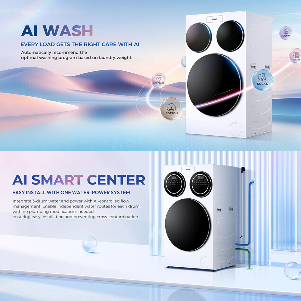 HAIER 12KG Multiwash 3-Drum DD Inverter Front Load Washing Machine HW140-BD14697WU1 |Direct Drive Inverter| Wifi Compatible