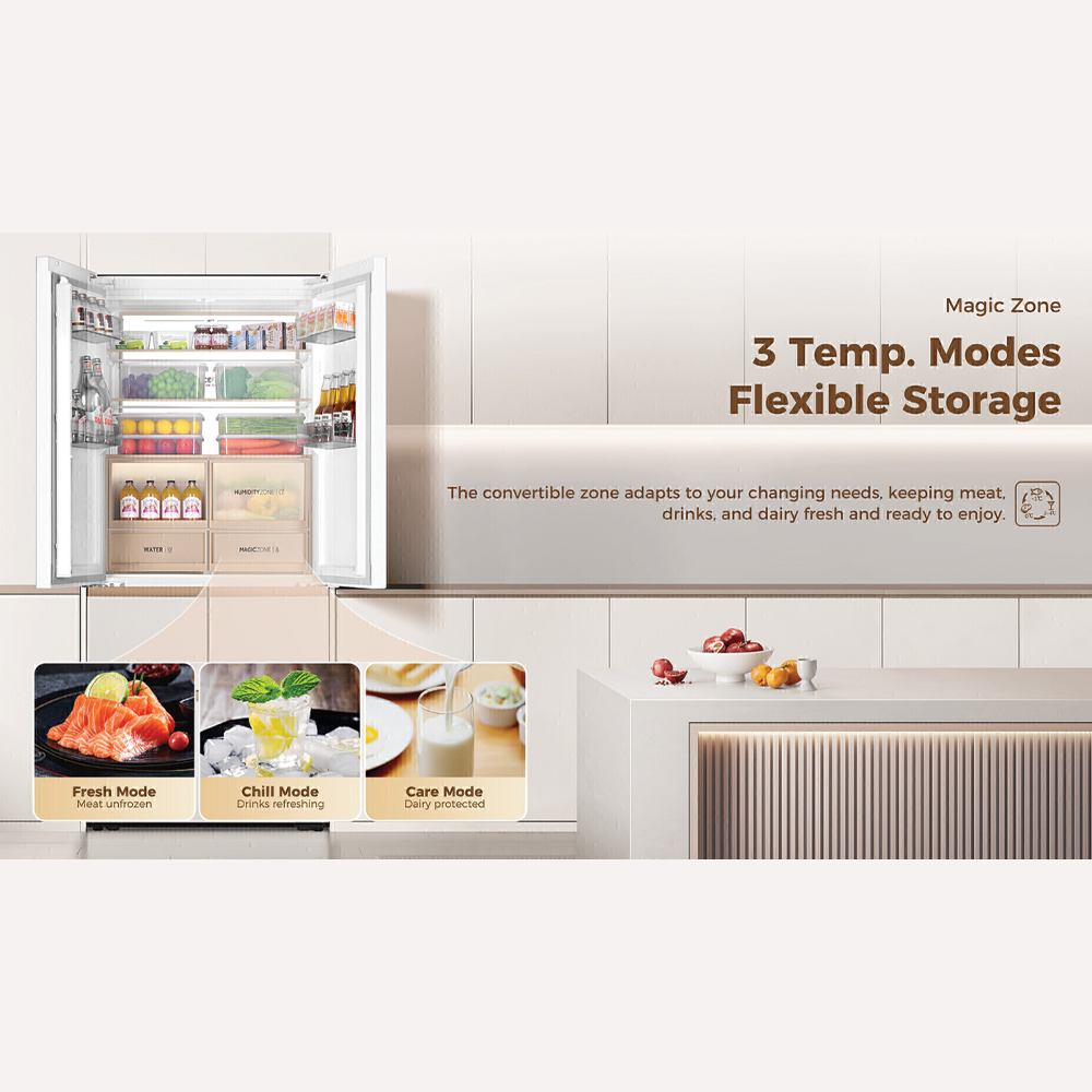 HAIER 616L Multi Doors Twin Inverter Refrigerator HRF-IM616FG(W)U1 | 0cm Seamlessly Built In | Fresher Shield | Smart Ice | HCS Humidity Zone