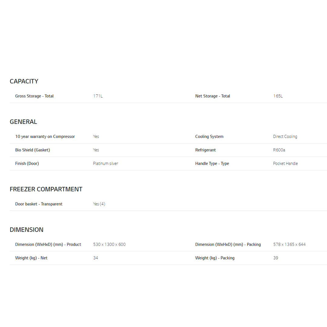 LG 171L Smart Inverter Upright Freezer GN-304SHBR / GN-304SLBR | Vertical Freezer | 6 Freezer Shelves | 4 Door Baskets | Sleek Design