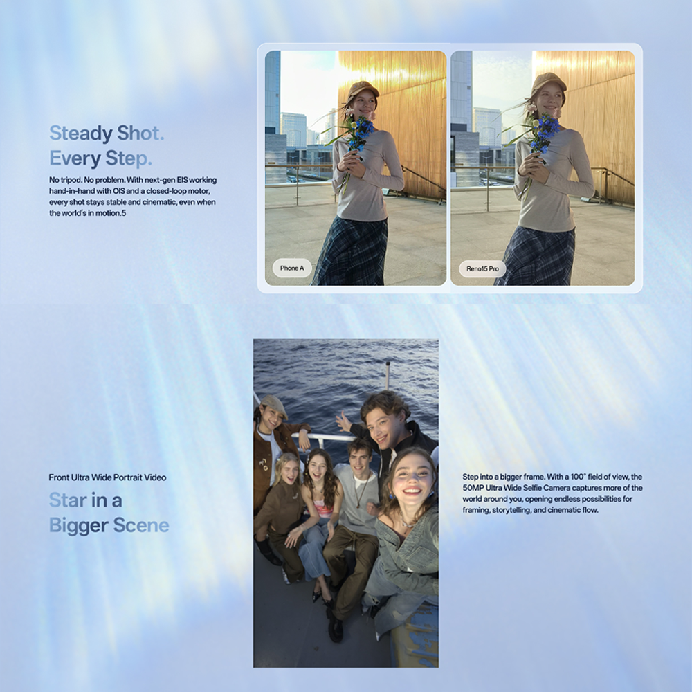 OPPO Reno15 Pro 5G | 200MP Ultra-Clear Main Camera | 80W SUPERVOOC™ Flash Charge | MediaTek Dimensity 8450 Platform