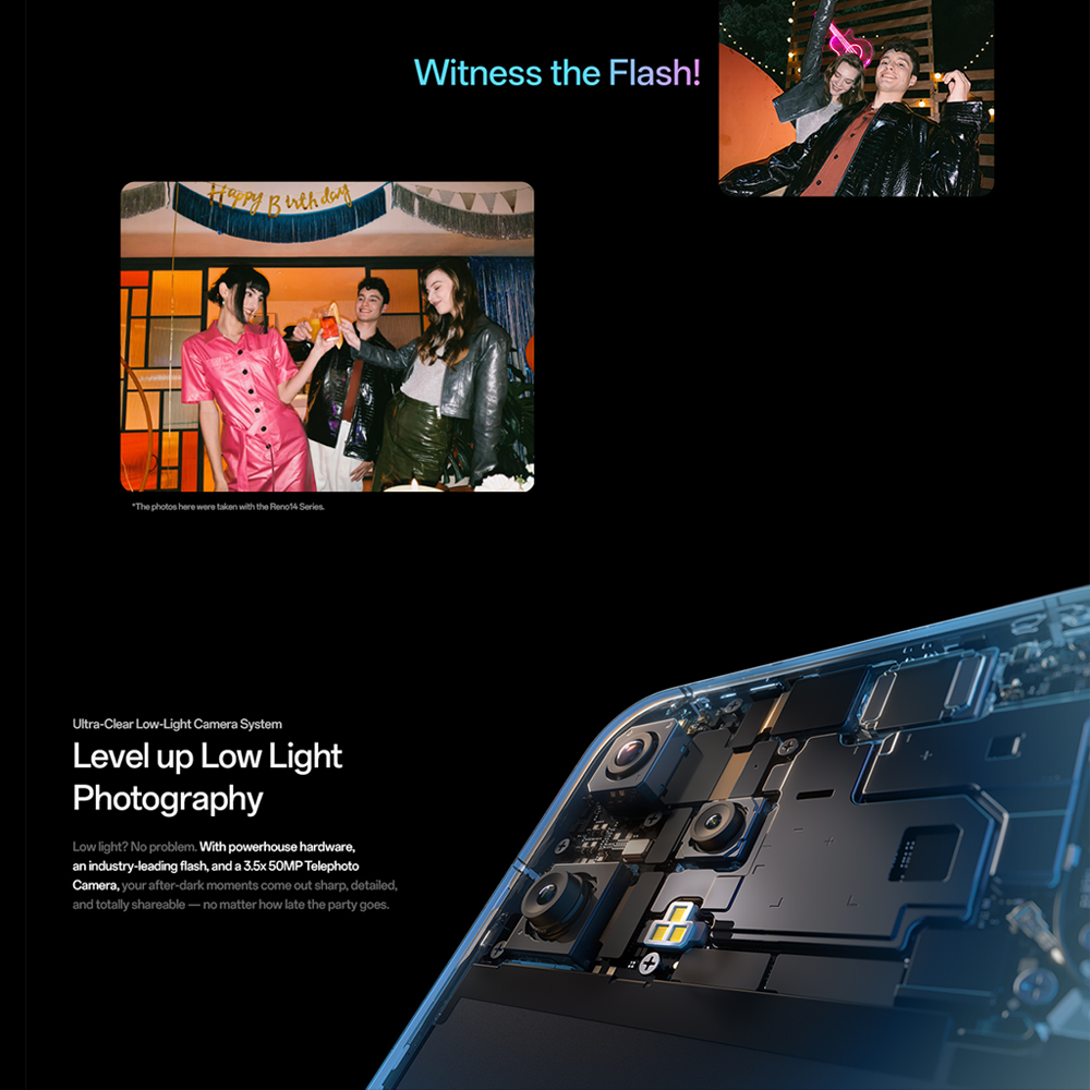 OPPO Reno14 5G | 50MP 3.5x Telephoto Camera | Multi-Focal-Length 4K 60fps HDR Video | 6000mAh Battery | 80W Flash Charge