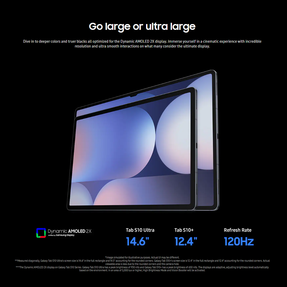 SAMSUNG Galaxy Tab S10+ 5G | Dynamic AMOLED 2X | Mediatek Dimensity 9300+ | 10090 mAh Battery