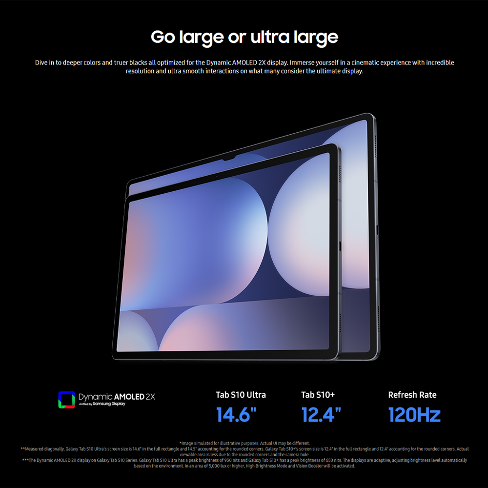 SAMSUNG Galaxy Tab S10 Ultra | 11200mAh Battery | Mediatek Dimensity 9300+ | Dynamic AMOLED 2X