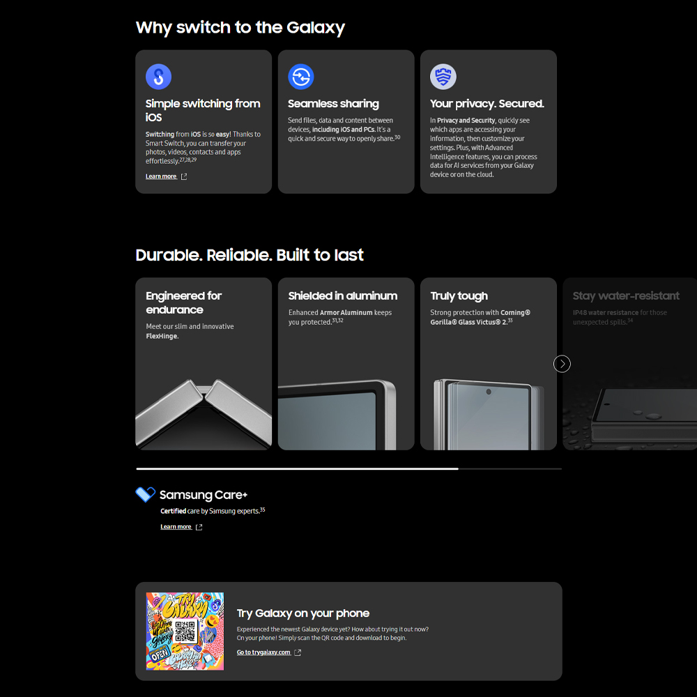 SAMSUNG Galaxy Z Fold6 | Qualcomm SM8550-AC Snapdragon 8 Gen 3 (4 nm) | Nano-SIM and eSIM | 5G