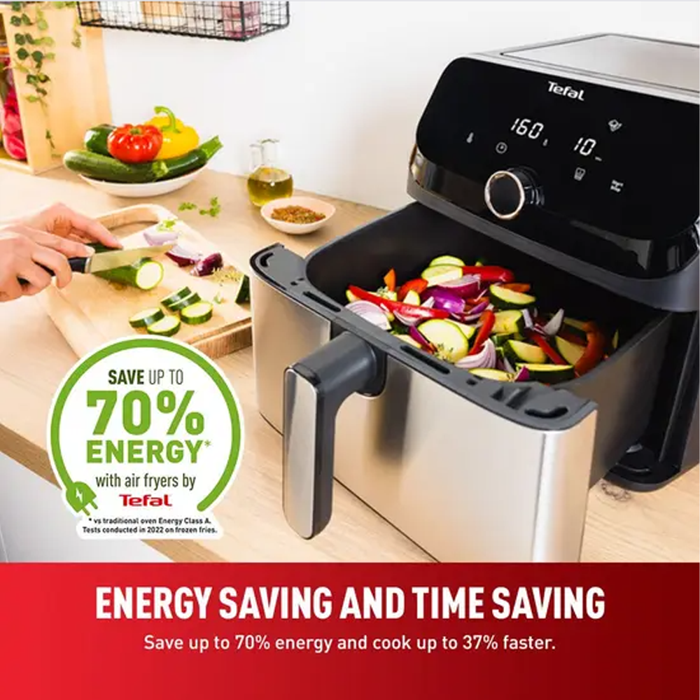Tefal 7.5L Easy Fry Mega Air Fryer EY855D | 8 preset programs | Up to 65% less energy | Extra-large capacity | PTFE removable pan