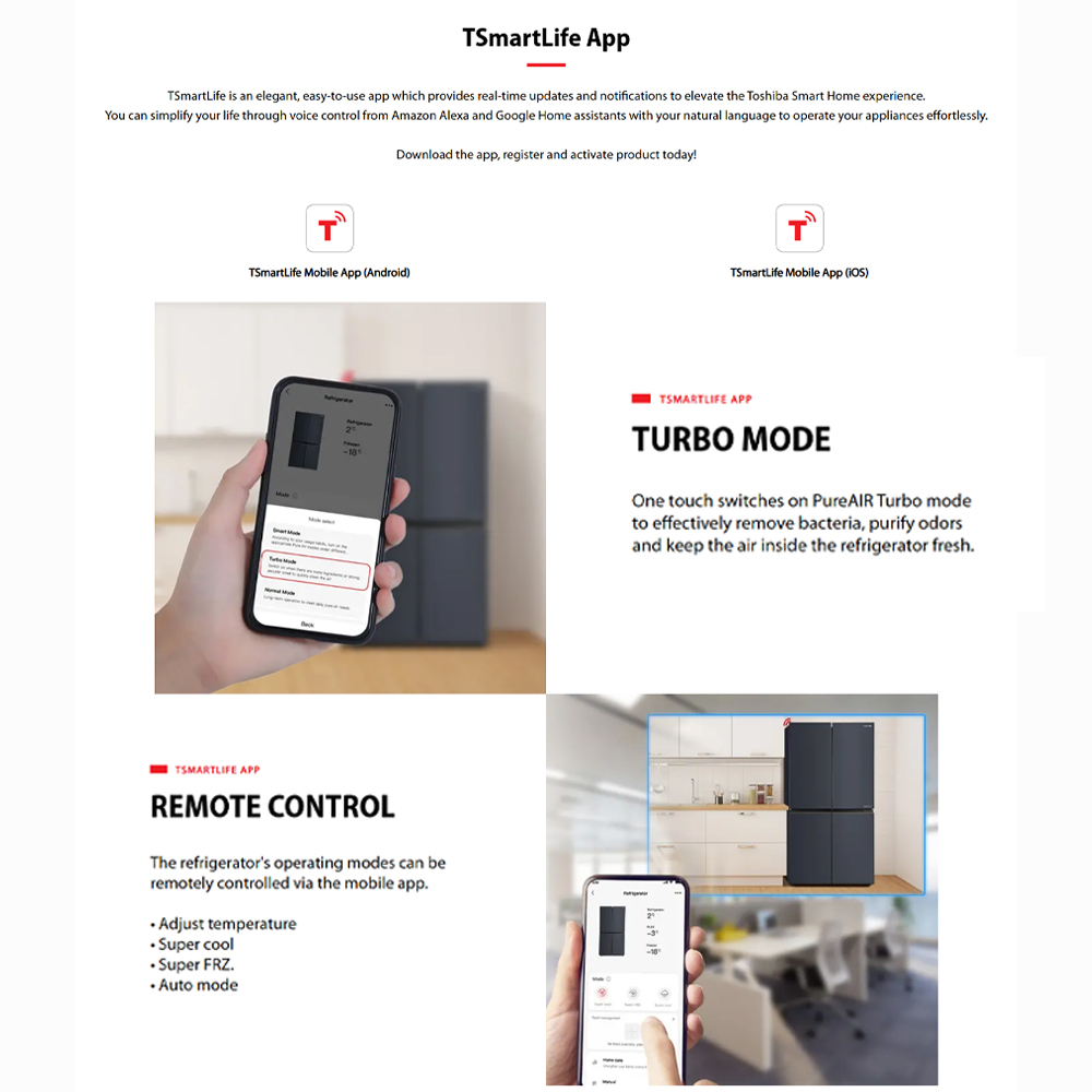 TOSHIBA 820L NaturePURE Multi Doors Origin Inverter Refrigerator GR-RF900WI-PMY(06) | NaturePURE | Roomy Storage | Extra Fresh