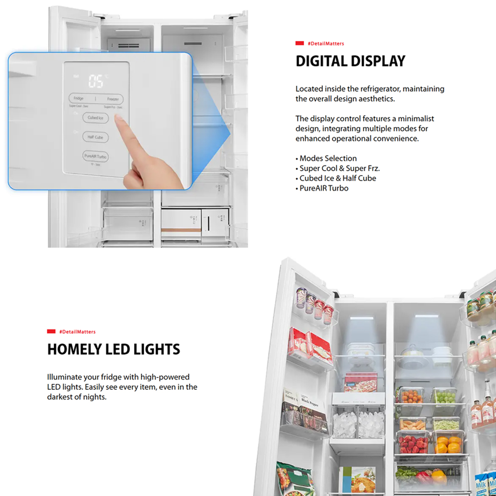 TOSHIBA 820L Side by Side Origin Inverter PureAIR Turbo Refrigerator Fuji GR-RS905WIA-PGY(67) | NaturePURE | Roomy Storage | Extra Chill